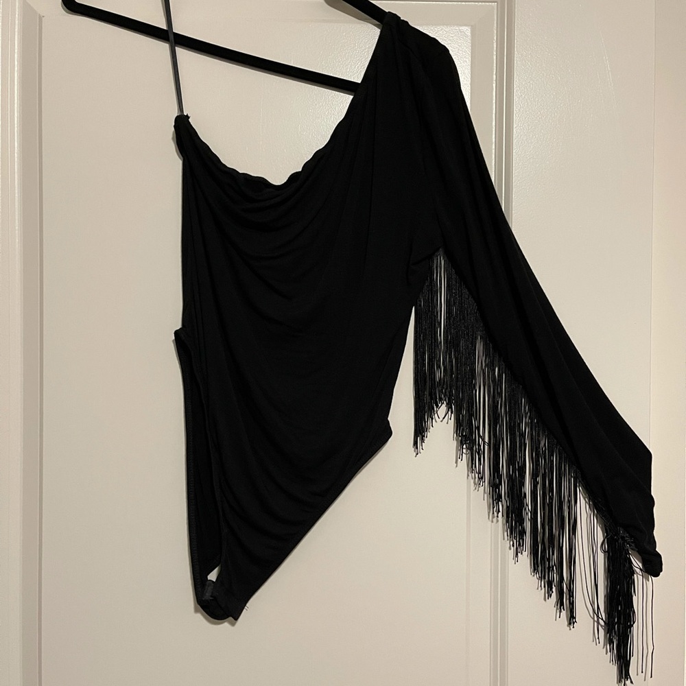 One armed fringe bodysuit.